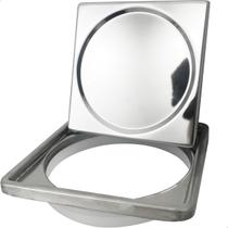 Tampa Cega E Caixilho Porta Grelha 10x10 Aço Inox Kit Banheiro Tampão Caixa Sifonada Quadrado Suporte Ralo Antiodor 10cm Sacada Box Lavabo