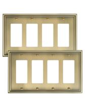 Tampa da placa de interruptor TREEWELL 4 Gang, liga de zinco, latão antigo