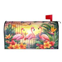 Tampa de caixa de correio Oplp Three Flamingos Flowers Palm Waterproof Tampa de caixa de correio Oplp Three Flamingos Flowers Palm Waterproof