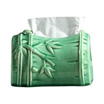 Tampa de caixa de lenços de cerâmica em estilo chinês com padrão de bambu