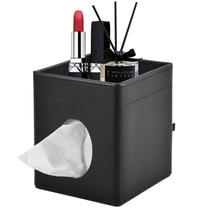 Tampa de caixa de lenços XNONE Square PU em couro preto