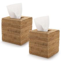 Tampa de caixa de lenços YANGQIHOME Rattan tecida à mão quadrada 14x14x14cm Tampa de caixa de lenços YANGQIHOME Rattan tecida à mão quadrada 14x14x14cm