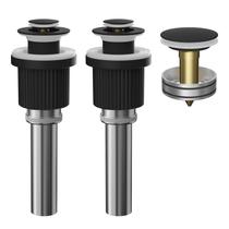 Tampa de drenagem de pia de banheiro Hibbent Metal, pacote com 2 unidades, preto fosco Tampa de drenagem de pia de banheiro Hibbent Metal, pacote com 2 unidades, preto fosco