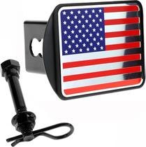 Tampa de engate de reboque EverHitch USA, bandeira de aço inoxidável Tampa de engate de reboque EverHitch USA, bandeira de aço inoxidável