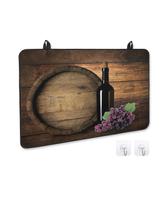 Tampa de fogão para fogão elétrico, garrafa de vinho e uva frutífera com barril de madeira Tampa de fogão para tampo de vidro, tapete de borracha resistente ao calor, capa de fogão dobrável, protetor superior, 28,5 x 20,5”