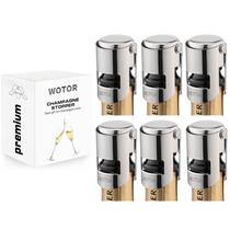 Tampa de garrafa WOTOR Champagne em aço inoxidável, pacote com 6 Tampa de garrafa WOTOR Champagne em aço inoxidável, pacote com 6