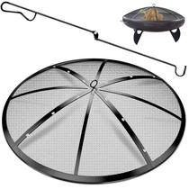 Tampa de malha pesada Fire Pit Screen POEPRH 40" com pôquer Tampa de malha pesada Fire Pit Screen POEPRH 40" com pôquer