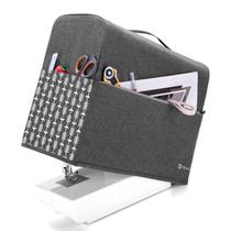 Tampa de máquina de costura Yarwo Grey com alça e bolsos