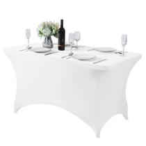 Tampa de mesa Hezuzo Spandex para mesa de 4 pés, branca universal Tampa de mesa Hezuzo Spandex para mesa de 4 pés, branca universal