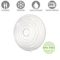 Tampa de Micro-ondas Plástica Protetora de Alimentos 21 cm Aquecimento de Pratos com Pegador e Saída de Vapor - Polipropileno BPA Free