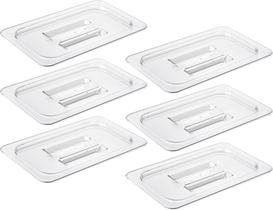 Tampa de panela de alimentos CURTA de policarbonato NSF tamanho 1/4 com alça x6 Tampa de panela de alimentos CURTA de policarbonato NSF tamanho 1/4 com alça x6