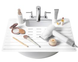 Tampa de pia de banheiro e tapete de maquiagem de silicone Maplefield White Tampa de pia de banheiro e tapete de maquiagem de silicone Maplefield White