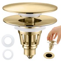 Tampa de pia de banheiro Perpaime Pop Up em latão, ouro escovado