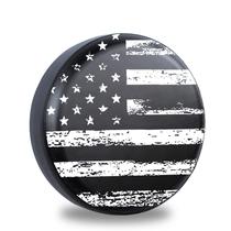 Tampa de pneu de reposição Jusen preta branca vintage bandeira americana Tampa de pneu de reposição Jusen preta branca vintage bandeira americana