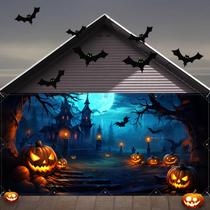 Tampa de porta de garagem com decorações de Halloween GRMIKBU 7x16 pés Tampa de porta de garagem com decorações de Halloween GRMIKBU 7x16 pés