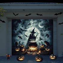 Tampa de porta de garagem Preboun Halloween 213x244cm Poliéster Tampa de porta de garagem Preboun Halloween 213x244cm Poliéster