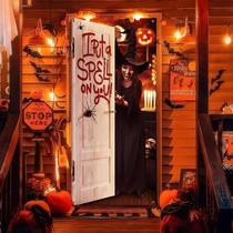 Tampa de porta de Halloween YUSPENYE Halloween Witch Ghost Door