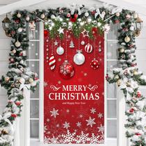 Tampa de porta de Natal IMISHM Retro Merry Christmas 180x90cm Tampa de porta de Natal IMISHM Retro Merry Christmas 180x90cm
