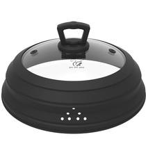 Tampa de respingos de micro-ondas, vidro ventilado com silicone dobrável