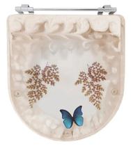 Tampa De Vaso Acrílico Calypso Bege Decorada com Borboleta Azul para Incepa Tampa De Vaso Acrílico Calypso Bege Decorada com Borboleta Azul para Incepa