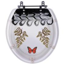 Tampa de Vaso Avenca Borboleta Azul Resina Poliester Preto