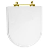 Tampa de Vaso Belle Epoque Branco para bacia Deca Com Ferragem Dourada Tampa de Vaso Belle Epoque Branco para bacia Deca Com Ferragem Dourada