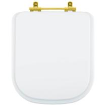 Tampa de Vaso Debba Branco para bacia Roca Com Ferragem Dourada Tampa de Vaso Debba Branco para bacia Roca Com Ferragem Dourada