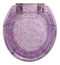 Tampa De Vaso Decorada Resina Transparente Roxo G Targa Deca