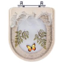 Tampa De Vaso Decorado Borboleta Amarela Carrara Bege Para Deca 6lpf