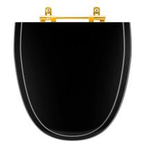Tampa de Vaso Laqueado Aloha Preto para bacia Celite com Ferragem Dourada