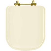 Tampa de Vaso Laqueado Axis Creme para bacia Deca com Ferragem Dourada