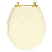 Tampa de Vaso Laqueado Carina Bone para bacia Ideal Standard com Ferragem Dourada Tampa de Vaso Laqueado Carina Bone para bacia Ideal Standard com Ferragem Dourada