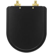 Tampa de Vaso Laqueado Com Amortecedor Duna Preto Fosco para Bacia Deca com Ferragem Dourada Tampa de Vaso Laqueado Com Amortecedor Duna Preto Fosco para Bacia Deca com Ferragem Dourada