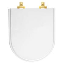 Tampa de Vaso Laqueado Com Fechamento Lento Level Branco para Louça Deca com Ferragem Dourada