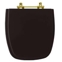 Tampa de Vaso Laqueado Fit Preto para bacia Celite com Ferragem Dourada