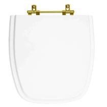 Tampa de Vaso Laqueado Flex Branco para bacia Deca com Ferragem Dourada Tampa de Vaso Laqueado Flex Branco para bacia Deca com Ferragem Dourada