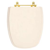 Tampa de Vaso Laqueado Monte Carlo Amendoa para bacia Deca com Ferragem Dourada