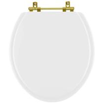 Tampa de Vaso Laqueado Saveiro Branco para bacia Celite com Ferragem Dourada Tampa de Vaso Laqueado Saveiro Branco para bacia Celite com Ferragem Dourada