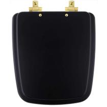 Tampa de Vaso MDF Com Amortecedor Boss Matte Black para Bacia Incepa com Ferragem Dourada Tampa de Vaso MDF Com Amortecedor Boss Matte Black para Bacia Incepa com Ferragem Dourada