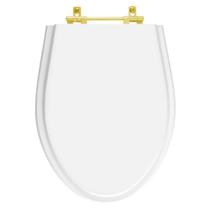 Tampa de Vaso Poliester Absolute Branco para bacia Ideal Standard Com Ferragem Dourada Tampa de Vaso Poliester Absolute Branco para bacia Ideal Standard Com Ferragem Dourada
