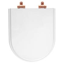 Tampa de Vaso Poliéster Com Amortecedor Carrara Branco para Bacia Deca com Ferragem Rose Gold