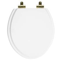 Tampa de Vaso Poliéster Com Amortecedor Oval Branco para Todas as Marcas com Ferragem Dourada Tampa de Vaso Poliéster Com Amortecedor Oval Branco para Todas as Marcas com Ferragem Dourada