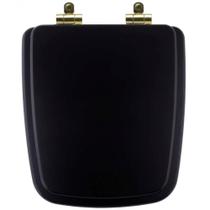 Tampa de Vaso Poliéster Com Fechamento Lento Boss Matte Black (Preto Fosco) para Louça Incepa com Ferragem Dourada