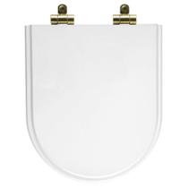 Tampa de Vaso Poliéster Com Fechamento Lento Level Branco para Louça Deca com Ferragem Dourada