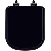 Tampa de Vaso Poliéster Com Fechamento Lento Quadra Preto para Louça Deca com Ferragem Preta