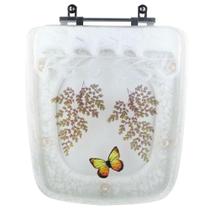 Tampa de Vaso Poliéster Decorada Borboleta Amarela Boss Branco para louça Incepa Tampa de Vaso Poliéster Decorada Borboleta Amarela Boss Branco para louça Incepa