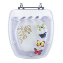 Tampa de Vaso Poliéster Decorada Borboleta Fit Branco para louça Celite Tampa de Vaso Poliéster Decorada Borboleta Fit Branco para louça Celite