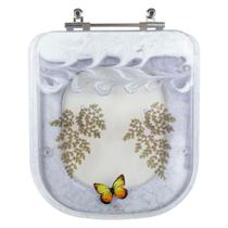 Tampa de Vaso Poliéster Decorada Borboleta Gap Branco para louça Roca Tampa de Vaso Poliéster Decorada Borboleta Gap Branco para louça Roca