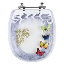 Tampa de Vaso Poliéster Decorada Borboletas Aspen Branco para louça Deca Tampa de Vaso Poliéster Decorada Borboletas Aspen Branco para louça Deca