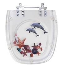 Tampa de Vaso Poliéster Decorada Golfinho e Conchas Flex para louça Deca